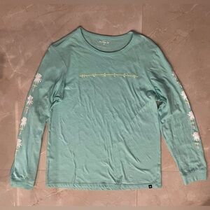 Hurley Shirt XS Color Light Green Long Sleeve Crew Neck Collar Graphic Sleeves